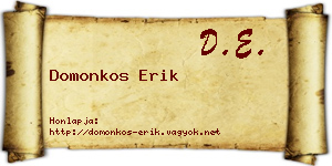 Domonkos Erik névjegykártya